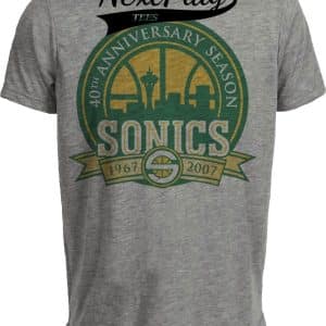 Seattle SuperSonics Retro Basketball 40th Anniversary Artwork Heather Gray Sublimated T-Shirt