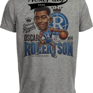 Cincinnati Royals Oscar Robertson Exclusive Retro Basketball Artwork Heather Gray Sublimated T-Shirt