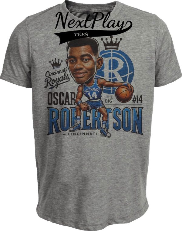 Cincinnati Royals Oscar Robertson Exclusive Retro Basketball Artwork Heather Gray Sublimated T-Shirt