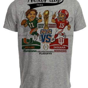Miami Hurricanes vs Indiana Hoosiers National Championship College Playoff Game Rivals Football Gray Sublimated T-Shirt
