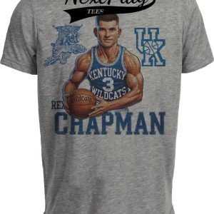 Kentucky Wildcats Rex Chapman Exclusive Retro Basketball 1987 Artwork Heather Gray Sublimated T-Shirt