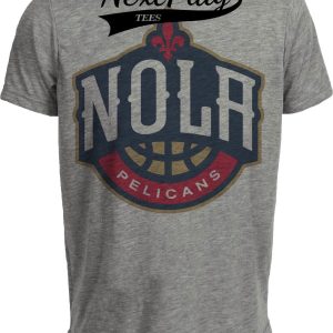 New Orleans Pelicans Retro Basketball Nola Artwork Heather Gray Sublimated T-Shirt