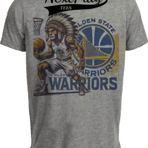 Golden State Warriors Exclusive Retro Basketball Mascot Artwork Heather Gray Sublimated T-Shirt