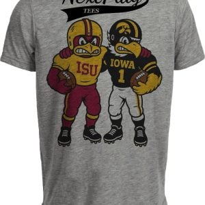 Iowa Hawkeyes Herky vs. Iowa State Cyclones Cy Retro Rivals Football Gray Sublimated T-Shirt