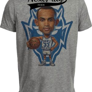 Duke Blue Devils Grant Hill Exclusive Retro Basketball 1993 Artwork Heather Gray Sublimated T-Shirt