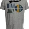 Utah Jazz Retro Basketball Bold Artwork Heather Gray Sublimated T-Shirt