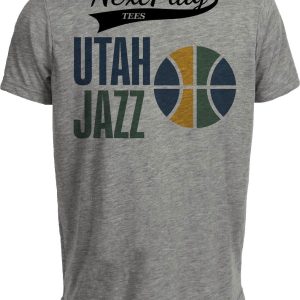 Utah Jazz Retro Basketball Bold Artwork Heather Gray Sublimated T-Shirt