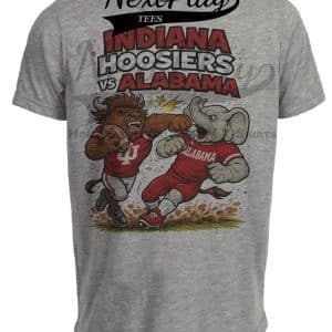Indiana Hoosiers vs. Alabama Crimson Tide Retro Rivalries Football Artwork Heather Gray Sublimated T-Shirt