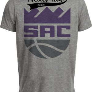 Sacramento Kings Retro Basketball SAC Artwork Heather Gray Sublimated T-Shirt