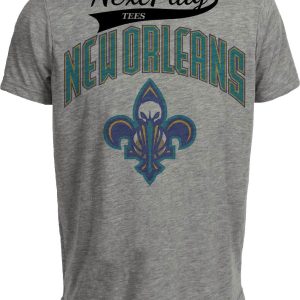 New Orleans Pelicans Retro Basketball Fleur De Lis Artwork Heather Gray Sublimated T-Shirt