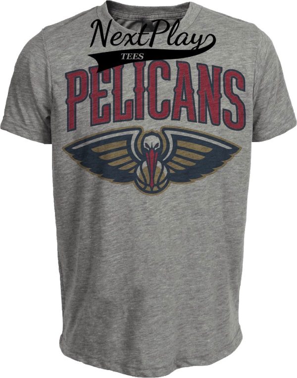 New Orleans Pelicans Retro Basketball Bold Artwork Heather Gray Sublimated T-Shirt