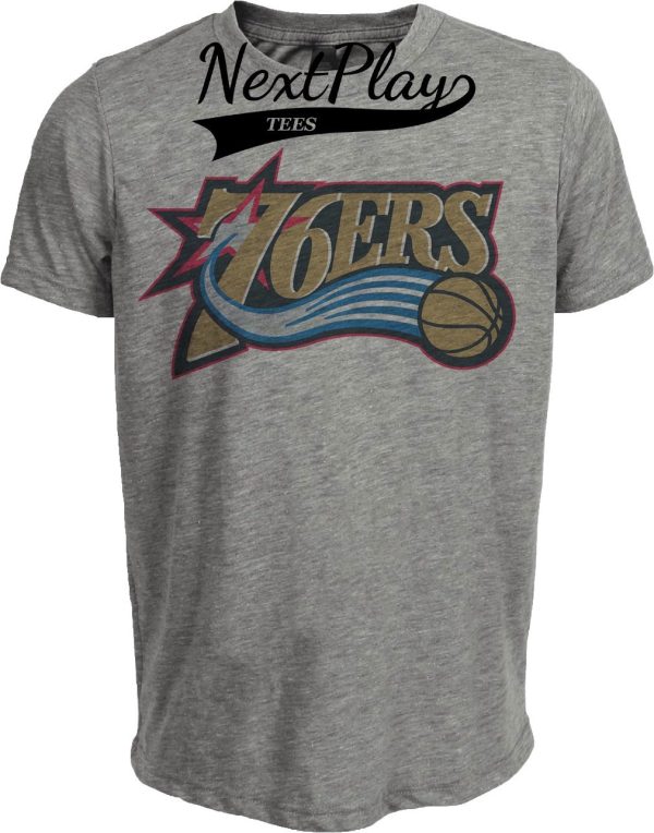 Philadelphia 76ers Retro Basketball 1997 Artwork Heather Gray Sublimated T-Shirt