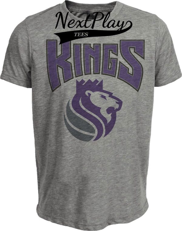 Sacramento Kings Retro Basketball 1995 Artwork Heather Gray Sublimated T-Shirt