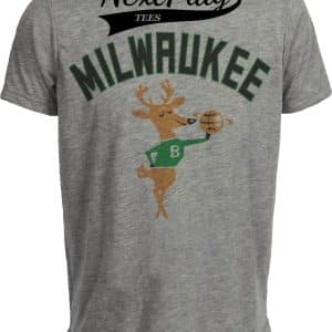 Milwaukee Bucks Retro Basketball 1973 Artwork Heather Gray Sublimated T-Shirt