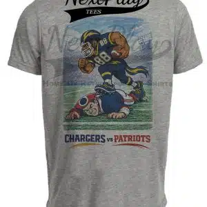 Los Angeles Chargers vs. New England Patriots Rivals Football Gray Sublimated T-Shirt
