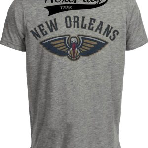 New Orleans Pelicans Retro Basketball Wings Artwork Heather Gray Sublimated T-Shirt