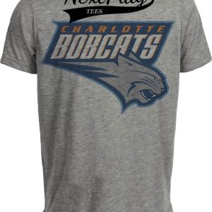Charlotte Hornets Bobcats Exclusive Retro Basketball Mascot 2006 Artwork Heather Gray Sublimated T-Shirt