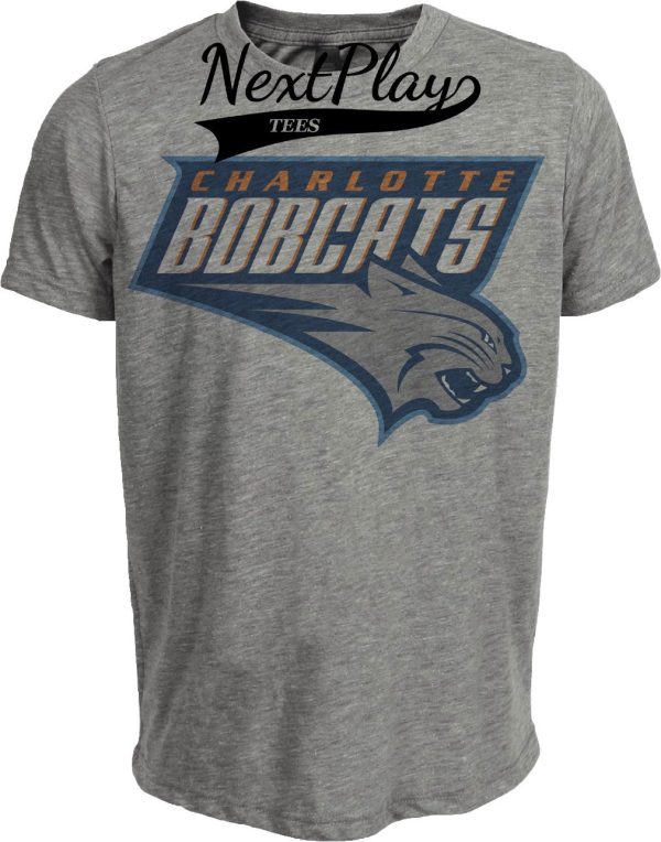 Charlotte Hornets Bobcats Exclusive Retro Basketball Mascot 2006 Artwork Heather Gray Sublimated T-Shirt