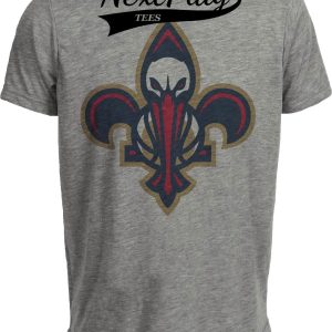 New Orleans Pelicans Retro Basketball Bird Fleur De Lis Artwork Heather Gray Sublimated T-Shirt
