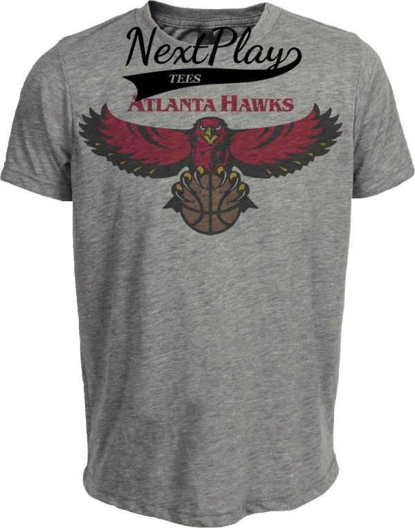 Atlanta Hawks Retro Basketball 1995 Artwork Heather Gray Sublimated T-Shirt