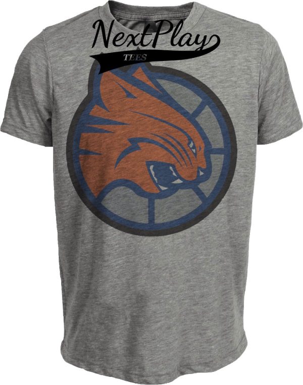 Charlotte Hornets Bobcats Retro Basketball Mascot 2006 Artwork Heather Gray Sublimated T-Shirt