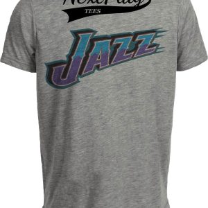 Utah Jazz Retro Basketball 1997 Artwork Heather Gray Sublimated T-Shirt