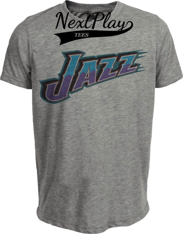 Utah Jazz Retro Basketball 1997 Artwork Heather Gray Sublimated T-Shirt