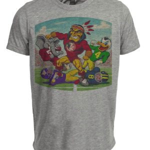 Florida State Seminoles vs. Retro Rivalry Football Alabama, Michigan, Oregon, Washington Exclusive Artwork Heather Gray Sublimated T-Shirt