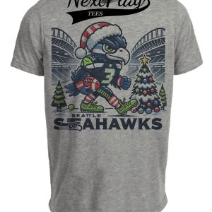 Seattle Seahawks Holiday Exclusive Retro Football Artwork Heather Gray Sublimated T-Shirt