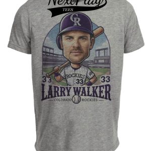 Colorado Rockies Larry Walker Exclusive Retro Baseball 1995 Artwork Heather Gray Sublimated T-Shirt