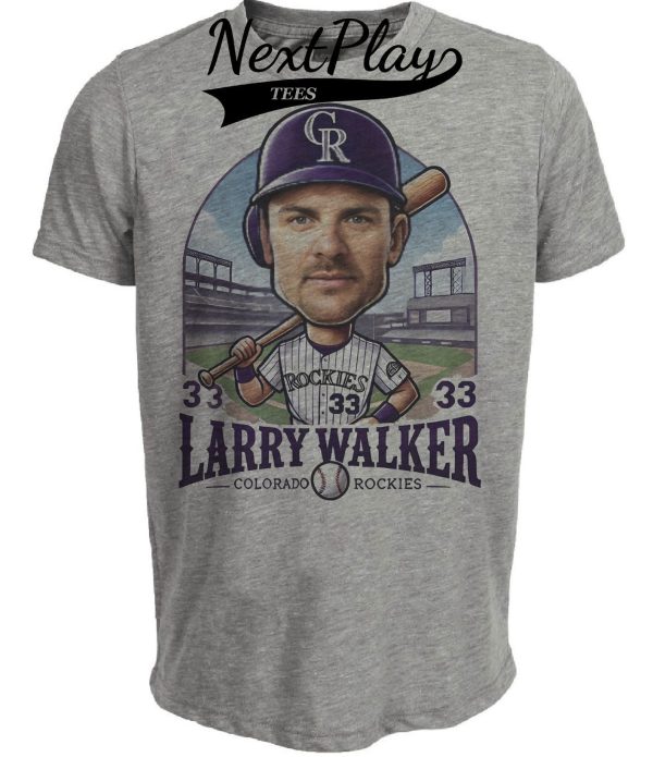 Colorado Rockies Larry Walker Exclusive Retro Baseball 1995 Artwork Heather Gray Sublimated T-Shirt