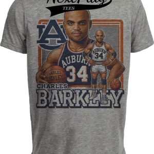 Auburn Tigers Charles Barkley Exclusive Retro Basketball 1983 Artwork Heather Gray Sublimated T-Shirt