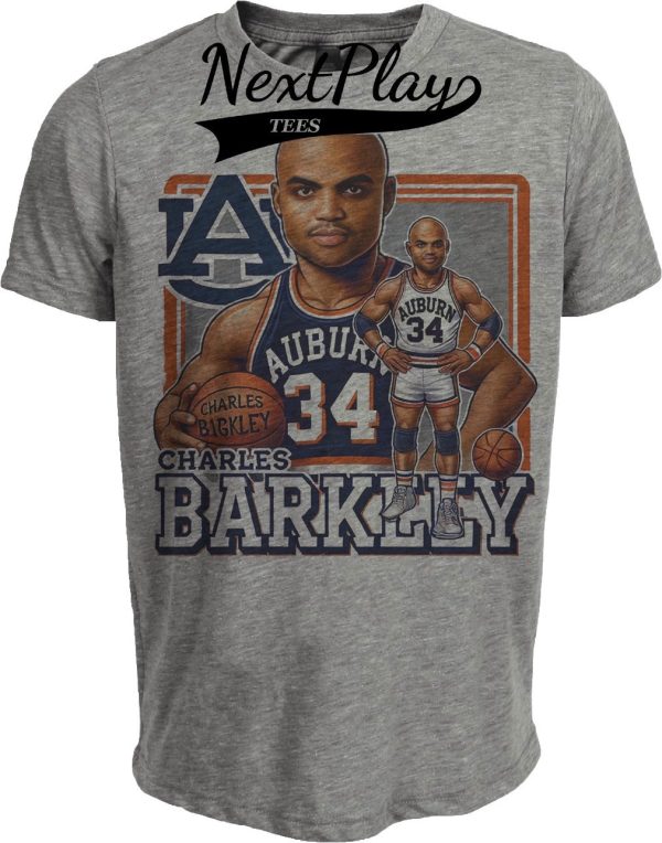 Auburn Tigers Charles Barkley Exclusive Retro Basketball 1983 Artwork Heather Gray Sublimated T-Shirt