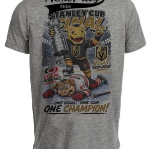 Vegas Golden Knights vs. Carolina Hurricanes Stanley Cup Retro Hockey Gray Sublimated T-Shirt