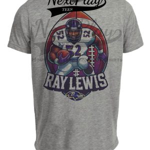 Baltimore Ravens Ray Lewis Exclusive Retro Football Artwork Heather Gray Sublimated T-Shirt