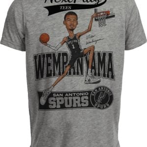 San Antonio Spurs Victor Wembanyama Caricature Gray Sublimated T-Shirt