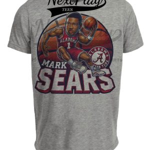 Alabama Crimson Tide Mark Sears Exclusive Retro March Madness Basketball Artwork Heather Gray Sublimated T-Shirt