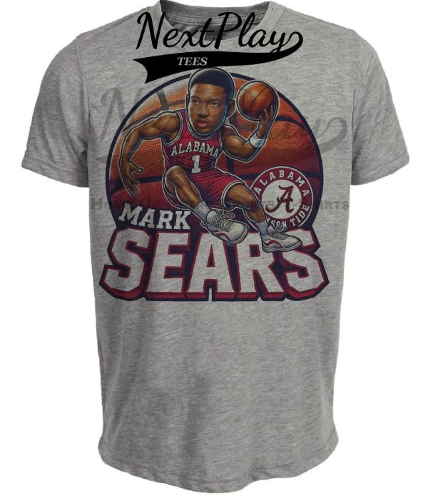 Alabama Crimson Tide Mark Sears Exclusive Retro March Madness Basketball Artwork Heather Gray Sublimated T-Shirt
