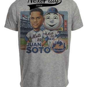 New York Mets Juan Soto Exclusive Retro Mr. Met Baseball Artwork Heather Gray Sublimated T-Shirt