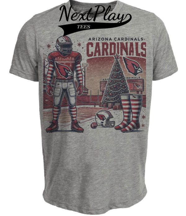 Arizona Cardinals Holiday Stadium Exclusive Retro Football Artwork Heather Gray Sublimated T-Shirt
