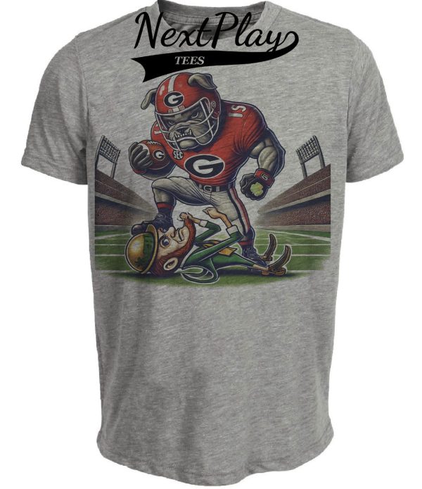 Georgia Bulldogs vs. Notre Dame Fighting Irish Exclusive Retro Rivalries Playoff Football Stadium Artwork Heather Gray Sublimated T-Shirt