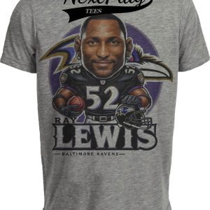 Baltimore Ravens Ray Lewis Exclusive Retro Football 1996 Artwork Heather Gray Sublimated T-Shirt