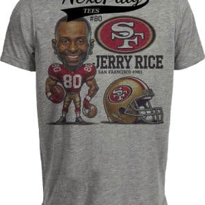 San Francisco 49ers Jerry Rice Exclusive Retro Football 1989 Artwork Heather Gray Sublimated T-Shirt
