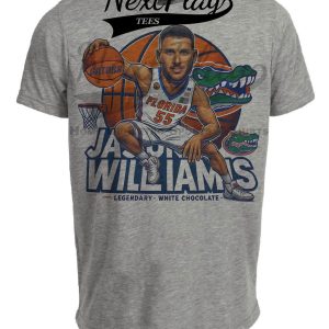 Florida Gators Jason Williams Exclusive Retro March Madness Basketball Artwork Heather Gray Sublimated T-Shirt