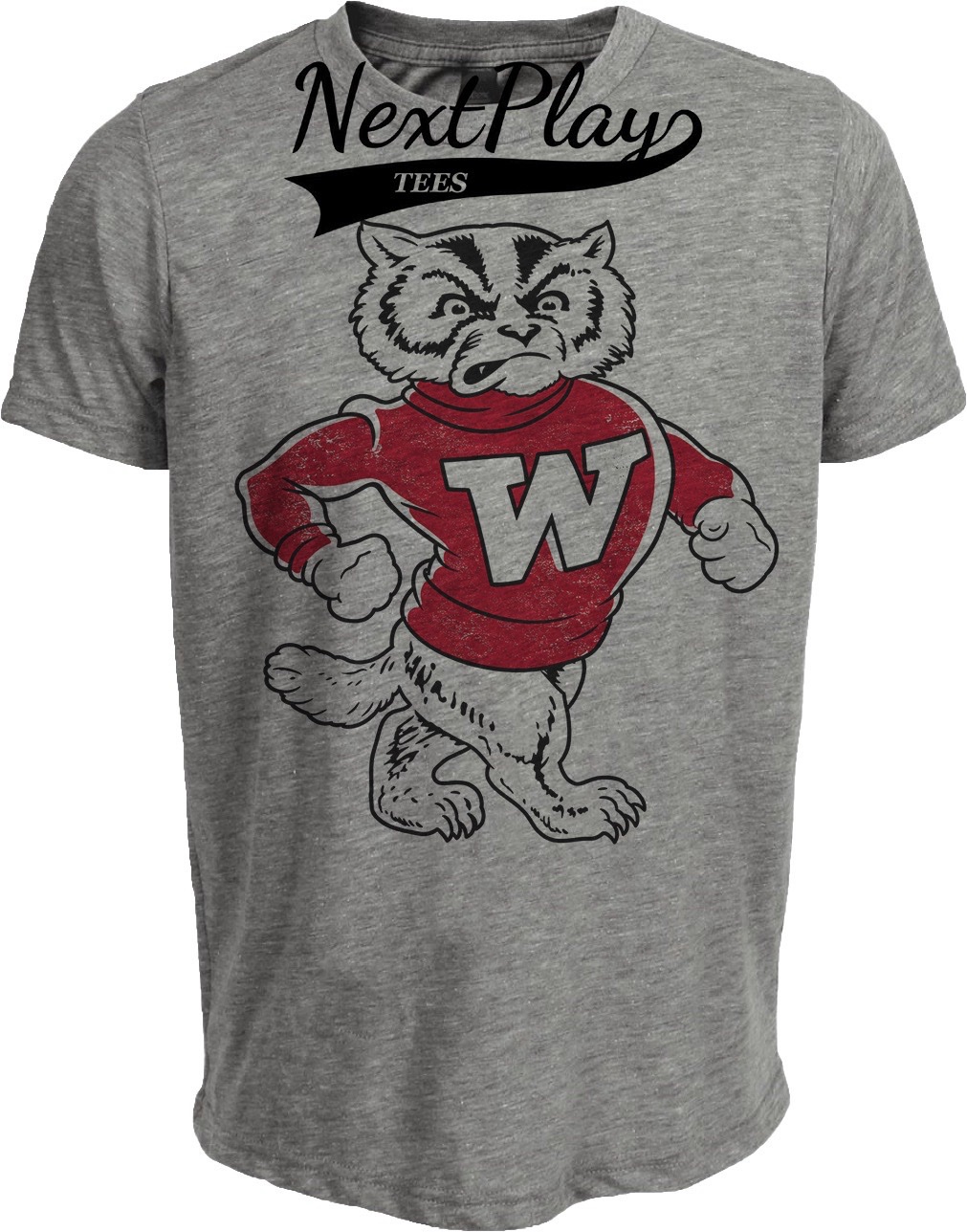 Wisconsin Badgers Retro 1949 Artwork Heather Gray Sublimated T-Shirt