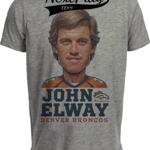 Denver Broncos John Elway Exclusive Retro Football 1984 Artwork Heather Gray Sublimated T-Shirt