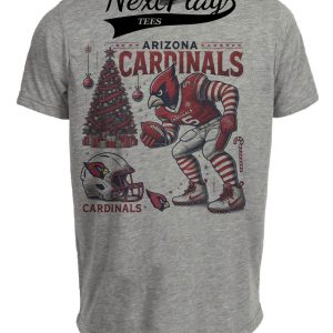 Arizona Cardinals Holiday Exclusive Retro Football Artwork Heather Gray Sublimated T-Shirt