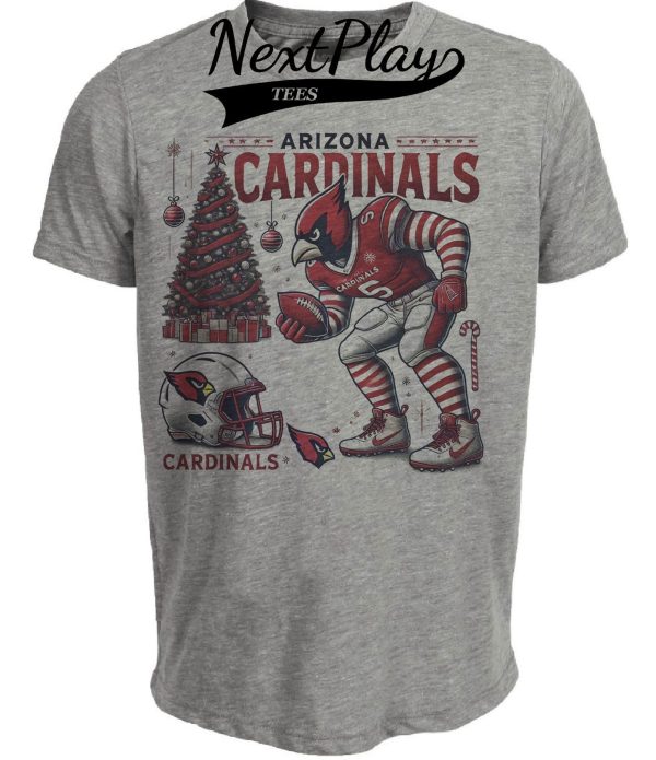 Arizona Cardinals Holiday Exclusive Retro Football Artwork Heather Gray Sublimated T-Shirt