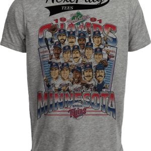 Minnesota Twins World Series Champs Retro 1991 Caricature Baseball Gray Sublimated T-Shirt