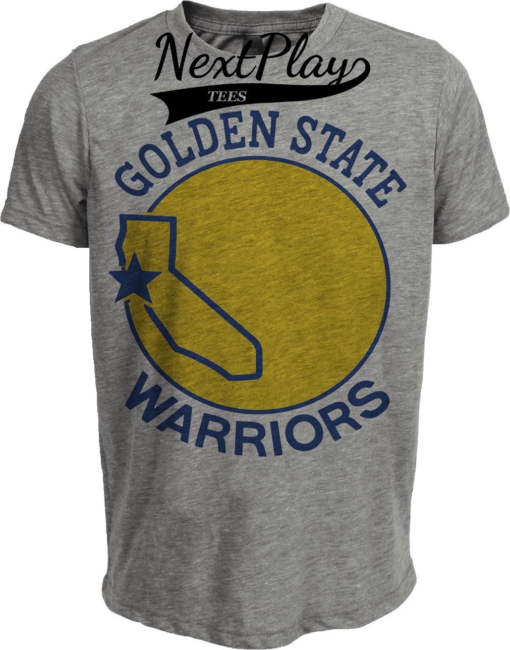 Golden State Warriors Retro Basketball 1971 Artwork Heather Gray Sublimated T-Shirt